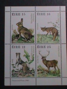 ​IRELAND 1980- SC# 483a LOVELY  BEAUTIFUL WILD ANIMALS MNH S/S VF-HARD TO FIND