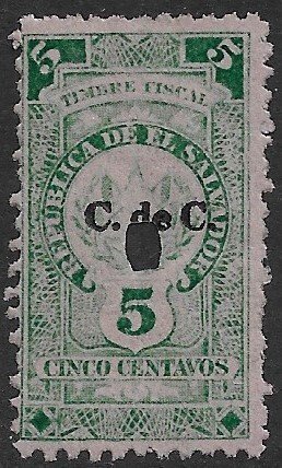 EL SALVADOR c1945 5c Bureau of Accounting Revenue Ross 353 MH Punch Hole