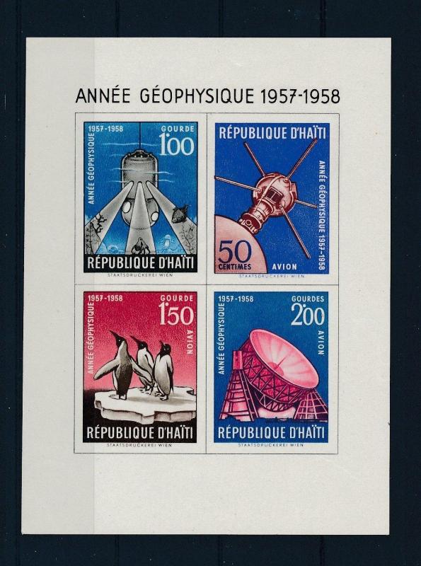 [19592] Haiti 1958 Geophysical Year Space Pinguings VF Souvenir Sheet MNH