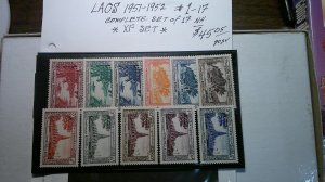 Laos 1951-52 First Issue Scott# 1-17 complete XF MNH set