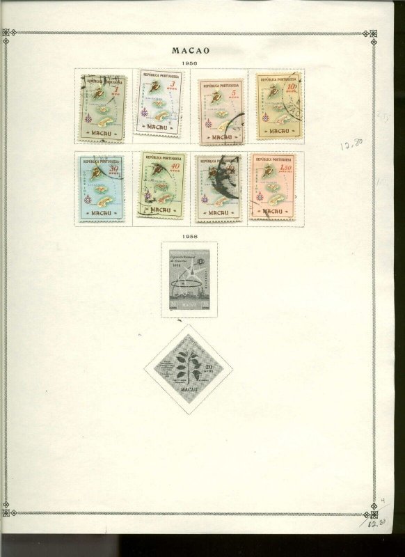 Collection, Macao Scott Album Pages, 1888/1967, Cat $77, Mint & Used