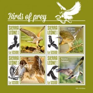 Sierra Leone - 2019 Birds of Prey on Stamps - 4 Stamp Sheet - SRL191004a