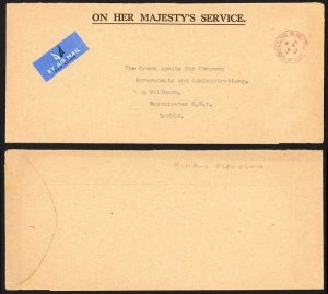 Turks and Caicos 1962 OHMS Official Paid Cover