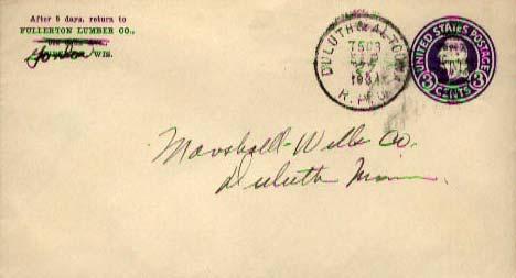 United States, Postal Stationery, U.S. R.P.O.'s, Minnesota, Pennsylvania