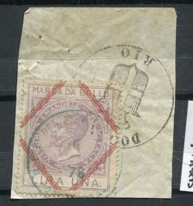 ITALY; 1860s classic Victor Revenue issue fine used ON PIECE 