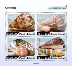 St Thomas - 2020 Seashells, Ribboned Mitre - 4 Stamp Sheet - ST200605a