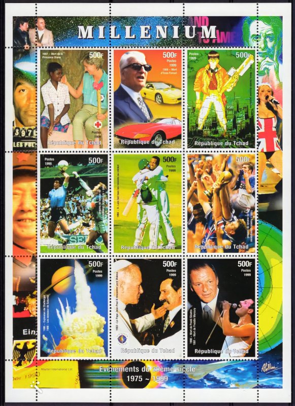 Chad 1999 Sc#810 Maradona/Princess Diana/World Cup Sheetlet Perforated