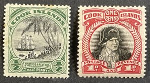 Cook Islands #85 MH VF/XF (1932) + #91 MH F/VF (1933-36) - SCV ~ $8.95 [R778]