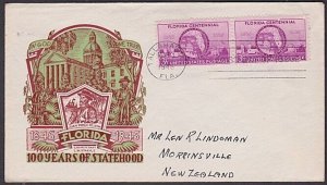 USA 1945 Florida Centennial FDC to New Zealand.............................A1656