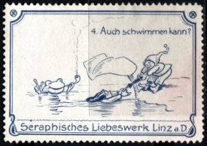 Vintage Germany Poster Stamp Can Swim Too? Seraphic Work Of Love Linz