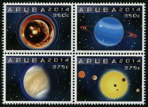 HERRICKSTAMP ARUBA Sc.# 439 Astronomy Block of 4 Diff. NH