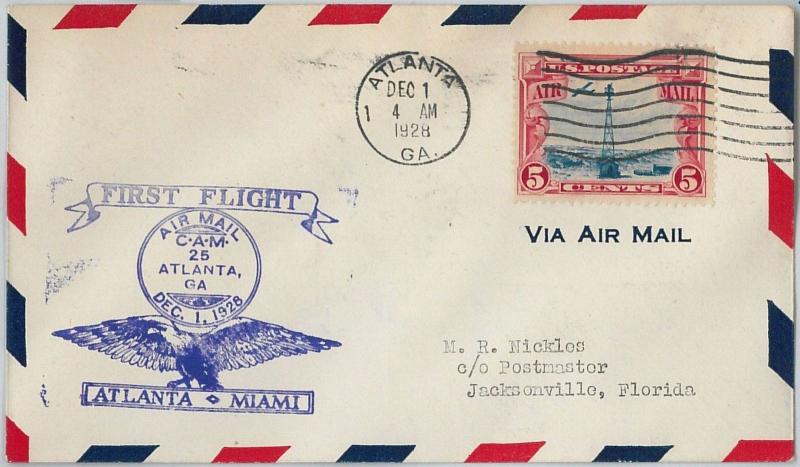 60109 - USA -  First Flight COVER: ATLANTA - MIAMI : ATLANTA - 01.12.1928