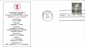 1972 FDC, #1397, 11c Fiorello H. La Guardia, Inaugural Program