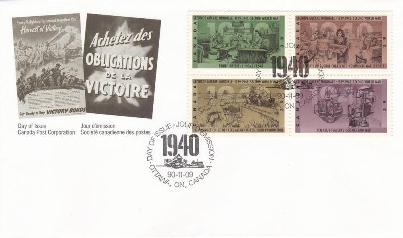 Canada # 1263a,1301a & 1348a, WWII Anniv. First Day Covers