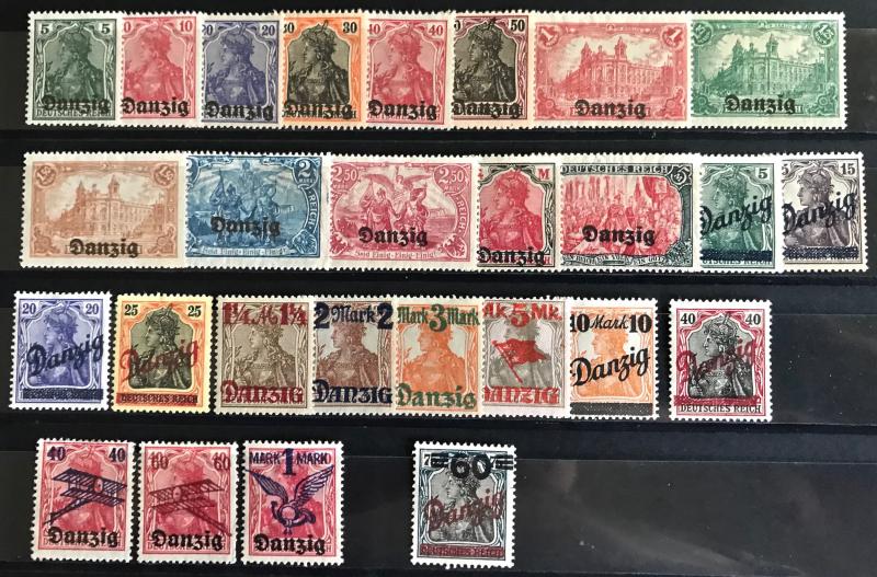 Danzig: Lot Early Mint Overprints