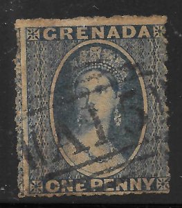 Grenada Scott 1a Used - 1861 1p Blue-Green Queen Victoria - SCV $350.00