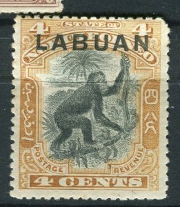 NORTH BORNEO LABUAN; 1890s classic Pictorial issue Mint hinged 4c. value