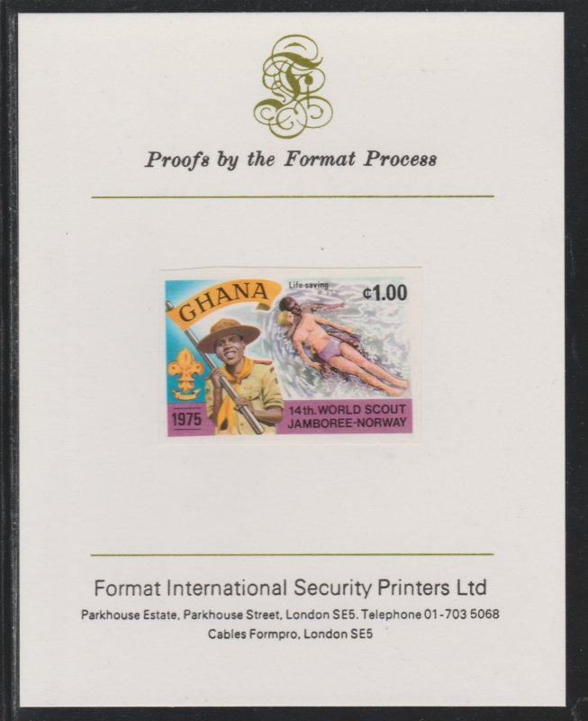GHANA 1976 SCOUT JAMBOREE  imperf on FORMAT INT PROOF CARD
