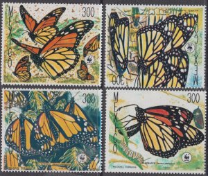 MEXICO Sc # 1559-62 CPL MNH WWF for ENDANGERED MONARCH BUTTERFLIES