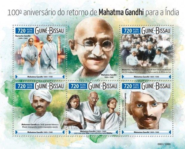 Mahatma Gandhi Nobel Prize Politics Guinea-Bissau MNH stamp set