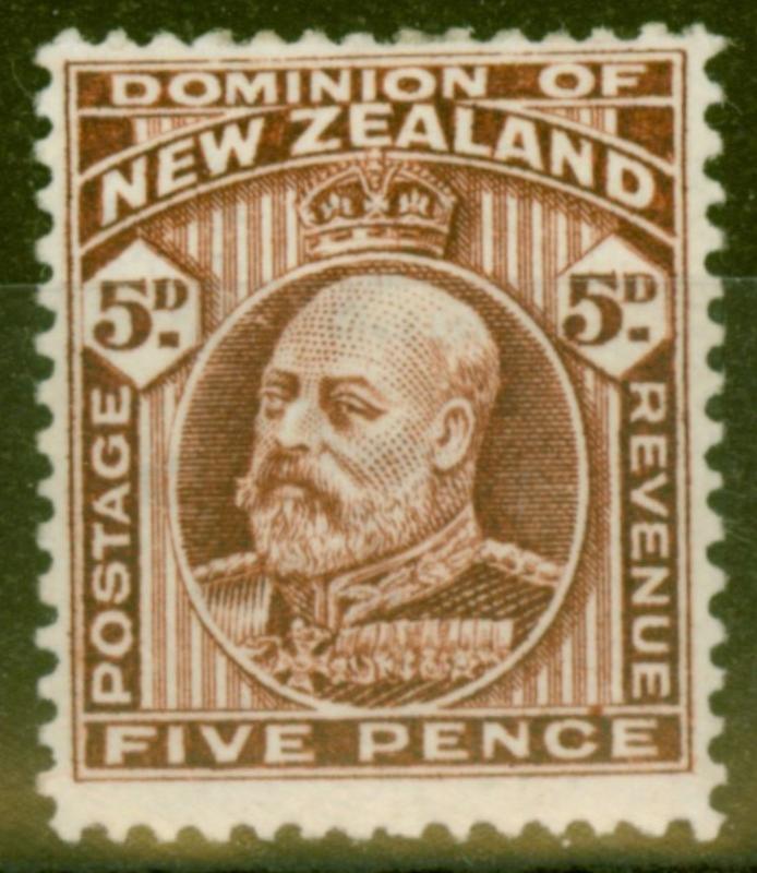 New Zealand 1911 5d Red-Brown SG397a P.14 Fine & Fresh Mtd Mint