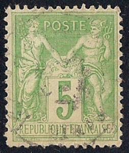 France #104 5C Peace & Commerce, Y Green, used F-VF. Type 2