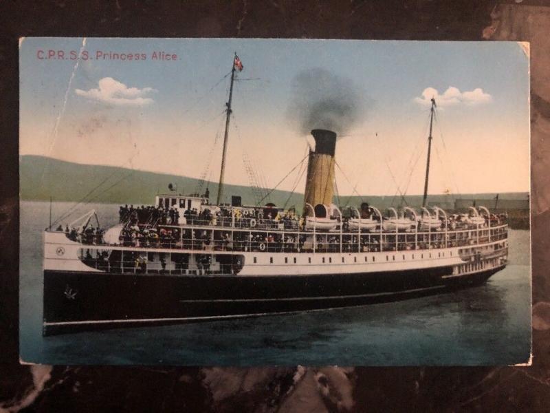 1942 Saturna Canada Postcard Cover CPR Ss Princess Alice Ship To Vancouver