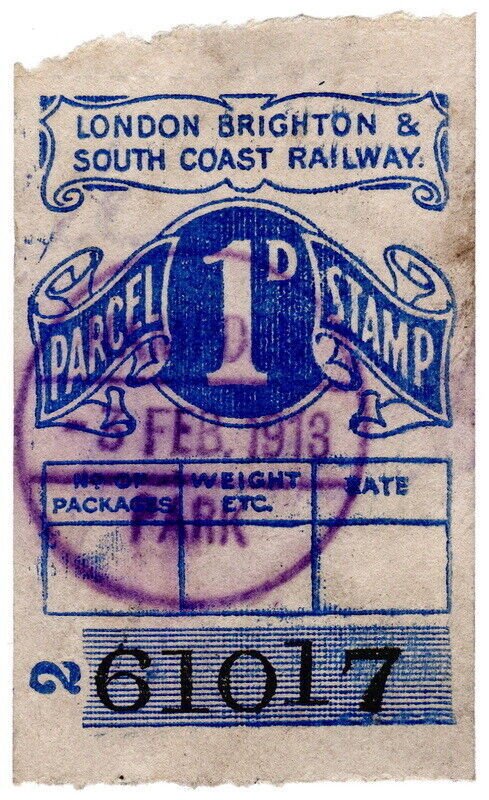 (I.B) London Brighton & South Coast Railway : Parcel Stamp 1d 