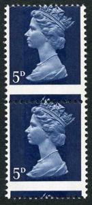 5d LSD Machin MISPERF Pair (top stamp m/m)