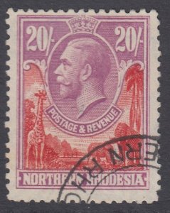 SG 17 Northern Rhodesia 1925. 20/- carmine-red & rose-purple. Very fine used...