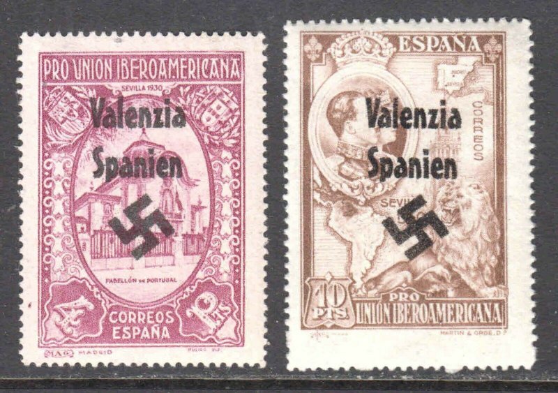 SPAIN GERMANY PROPAGANDA VALENCIA OVERPRINT OG NH U/M VF x2 BEAUTIFUL GUM