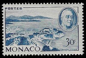 Monaco #199 Unused LH; 30c FDR & Monte Carlo Harbor (1946)