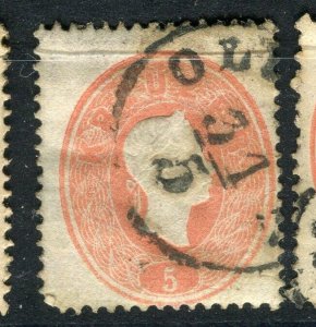 AUSTRIA; 1860-1 classic F. Joseph issue fine used Shade of 5k. value,