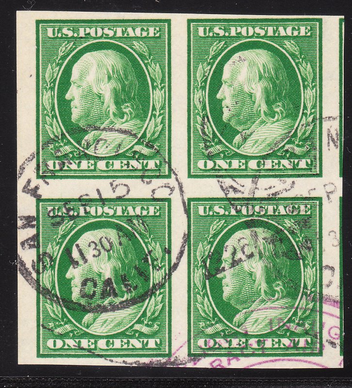 MOstamps - US #383 Used Imperf Block of 4 - Lot # MO-962 SCV $20