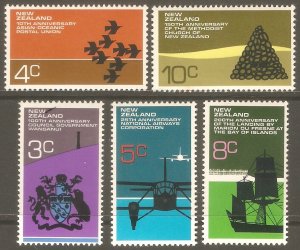 NEW ZEALAND Sc# 495 - 499 MH FVF Set-5 Birds Church Crest