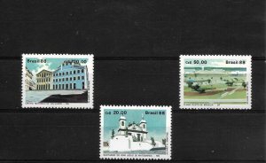 BRAZIL 1988 UNESCO CULTURAL HERITAGE SITES ARCHITECTURE BUILDINGS SET OF 3