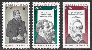 EAST GERMANY DDR 1970 Friedrich Engels and Karl Marx Set Sc 1248-1250 MNH