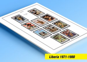 COLOR PRINTED LIBERIA 1971-1980 STAMP ALBUM PAGES (59 illustrated pages)