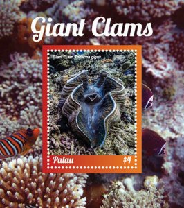 Palau 2018 - Giant Clams, Ocean Life - Souvenir Stamp Sheet - Scott 1394 - MNH