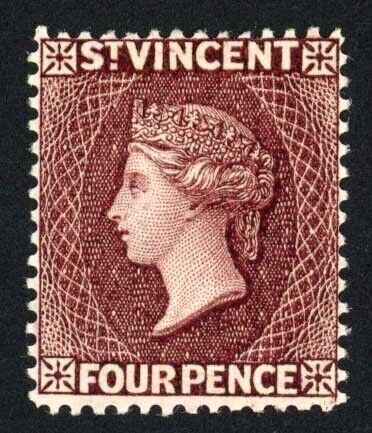 St Vincent SG51 4d Purple Brown Wmk CA SUPERB Fresh Mint Cat 100+ pounds