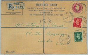 84212 - GB - Postal History -  Registered STATIONERY COVER with ADDED FRANKING