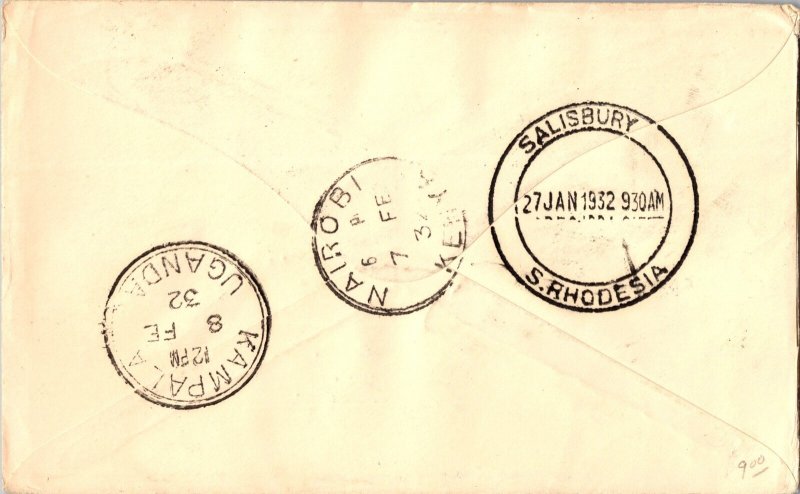 1932 Limbe Nyasaland Official First Flight Air Mail Cover To Port Bell UGANDA