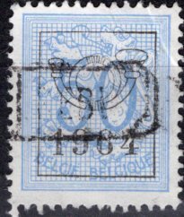 Belgium; 1951: Sc. # 414; O/Used Ultra PreCancel Single Stamp