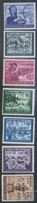 US Army CSR Sudetenland Czech 1945 O/P 1944 Deutsche Reichspost Set MLH 107189