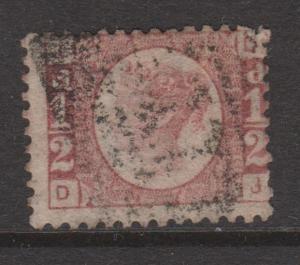 Great Britain 1870 QV 1/2d Dull Rose Sc#58 POs DJ  Used