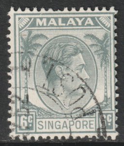 Malaya Singapore Scott 6 - SG5, 1948 George VI 6c Perf 14 used