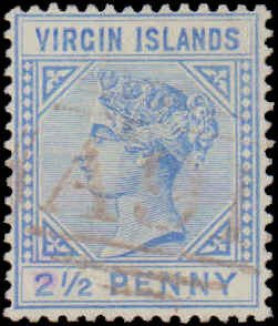 Virgin Islands #15, Incomplete Set, Owner Stamp on Back, 1884, Used