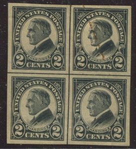 611 Harding Imperf Centerline Block of 4 Stamps BY2067