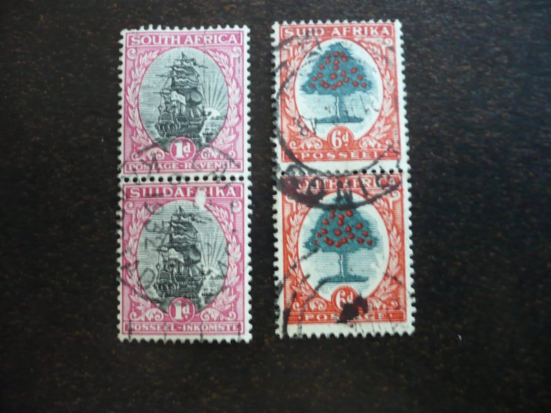 Stamps - South Africa - Scott# 48, 61 - Used Pairs of 2 Stamps