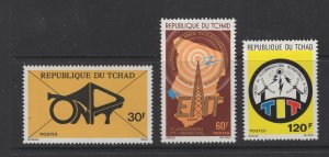 Chad #335-37 (1977 Telecommunications set) VFMNH CV $2.85